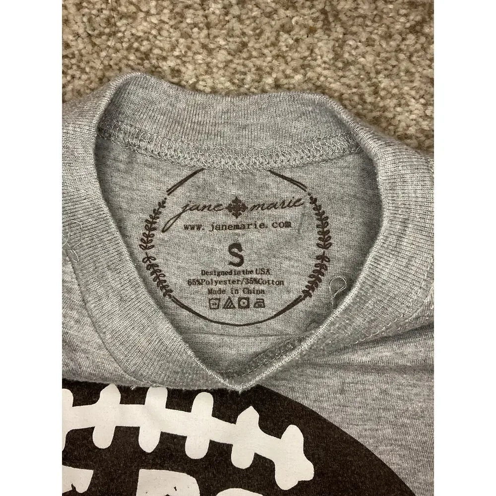 Jane Marie Boys of Fall Football T-Shirt Kids Small Gray Soft Tee